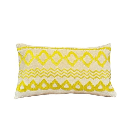 Set of 2: West Elm Embroidered Diamond Ikat Velvet Lumbar 12 x 21” Pillows - Picture 3 of 6